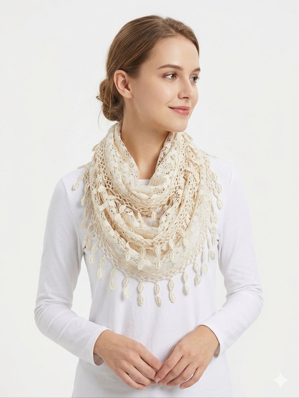 Ivory Lace Infinity Scarf - Bohemian, Whimsical and Romantic